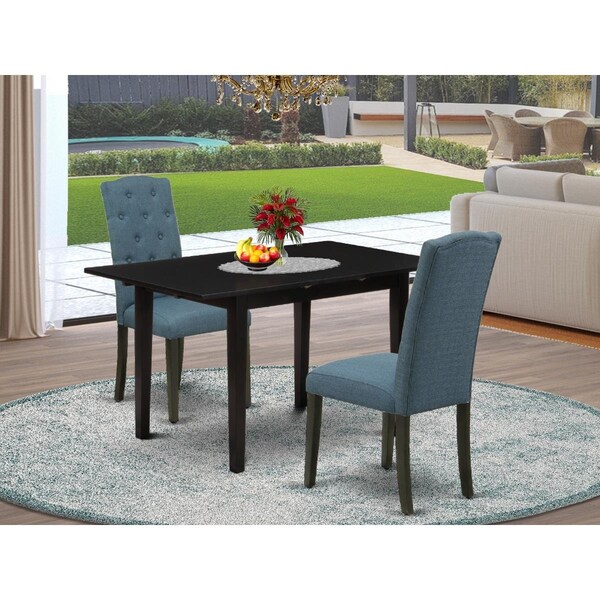 East West Furniture 3 Piece Norfolk Wooden Dining Table Set - Black NOCE3-BLK-21 - main